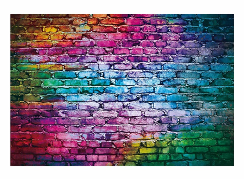 Funnytree 7x5ft Colorful Brick Wall Backdrop for 80's 90's Hip Hop Disco Birthday Wedding Graduation Themed Party Photography Background Retro Block Portrait Photo Studio Props Decorations Banner - Image 1